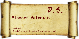 Plenert Valentin névjegykártya